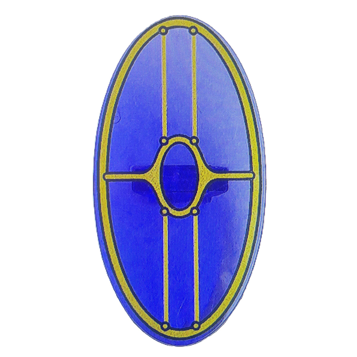 Minifigure, Shield Elliptical with SW Gungan Patrol Shield without Dark Pink Glow in Center Pattern, Part# 92747pb14