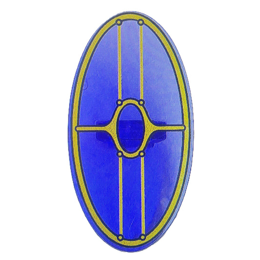 Minifigure, Shield Elliptical with SW Gungan Patrol Shield without Dark Pink Glow in Center Pattern, Part# 92747pb14