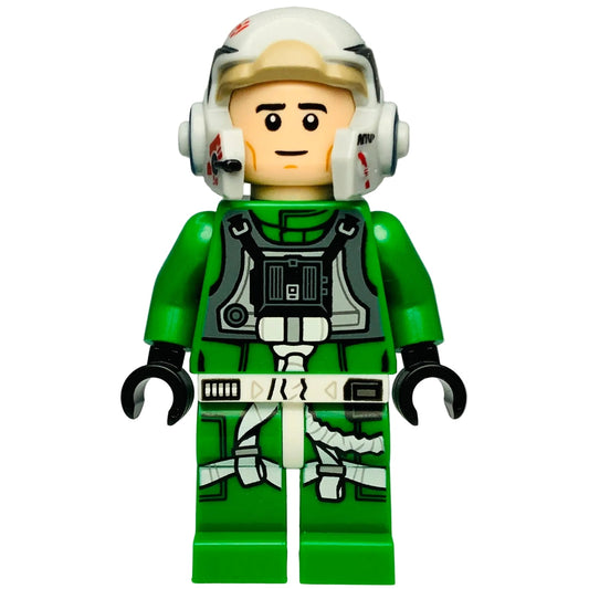Rebel Pilot A-wing - Green Jumpsuit with Dark Bluish Gray Vest, sw1510 - LEGO® Star Wars Minifigure