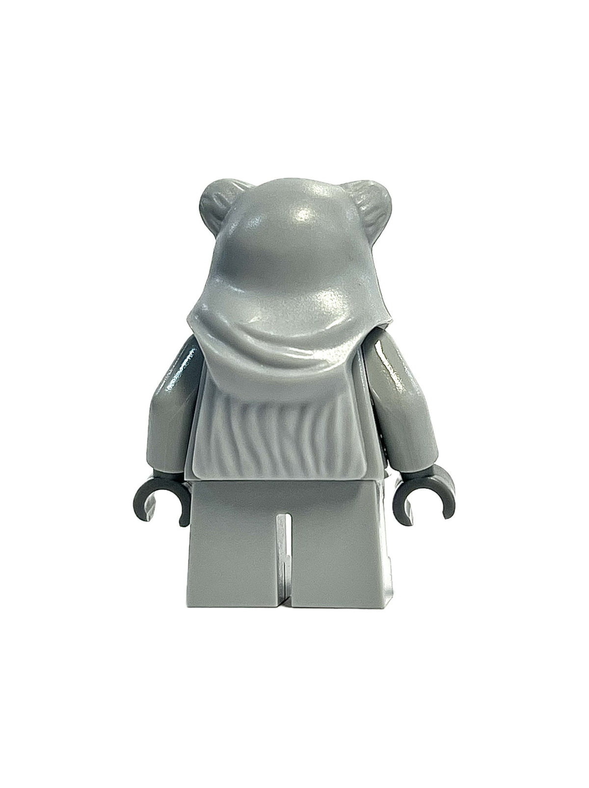 Prototype Wicket (Ewok) Hood Light Bluish Gray with Dark Bluish Gray Hands Monochrome Minifigure