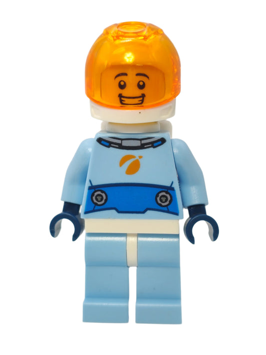 Astronaut - Bright Light Blue Spacesuit with Blue Belt and Open Mouth Smile, cty1028